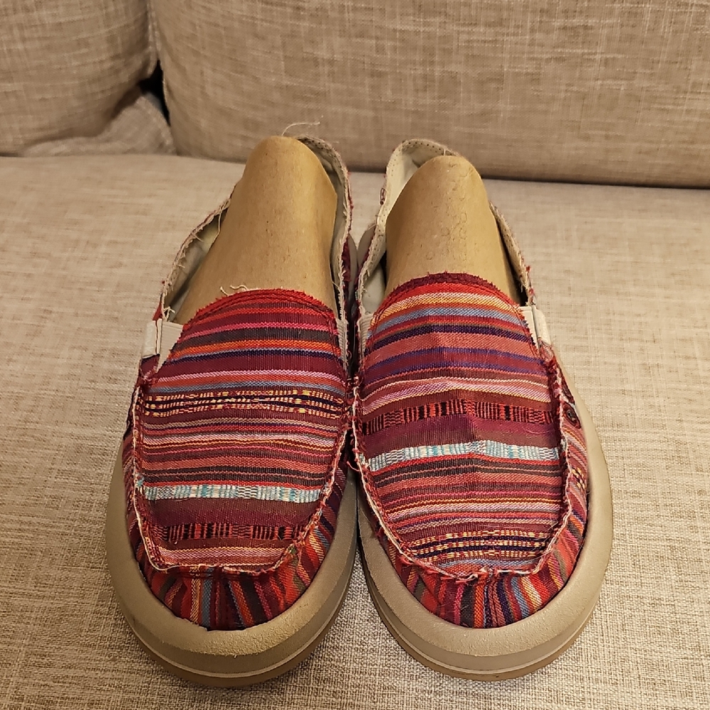 Sanuk Slip-on Multicolor Striped Women's Shoes, 9